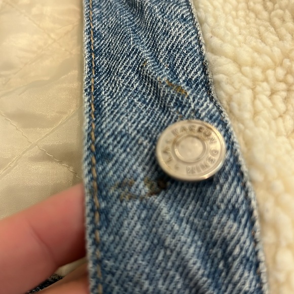 PacSun Sherpa fuzzy crop jacket Jean denim button up small s - Picture 5 of 5